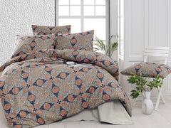 Set lenjerie de pat, DemoHome DEPPO, dublu king size din bumbac satinat (polycotton) cu model de MOZAIC ETNO, MULTICOLOR acasa – cearceaf plic, cearceaf pat, 2 fete de perna